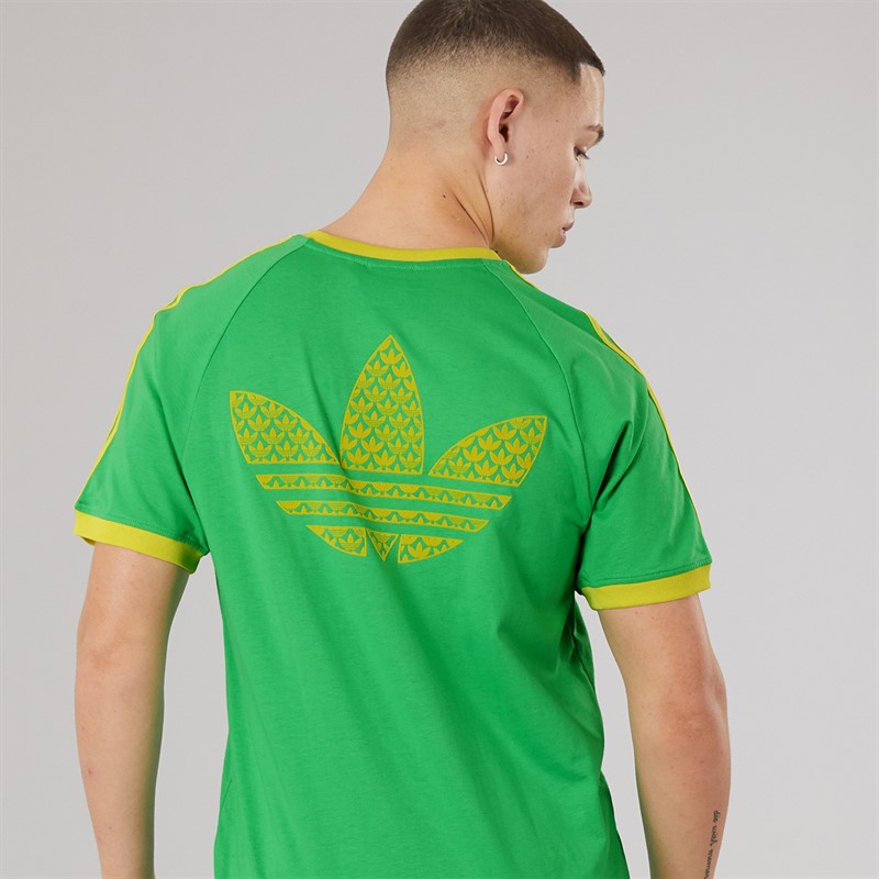 adidas Originals Mens Monogram Trefoil Back Graphic California T-Shirt Energy Green