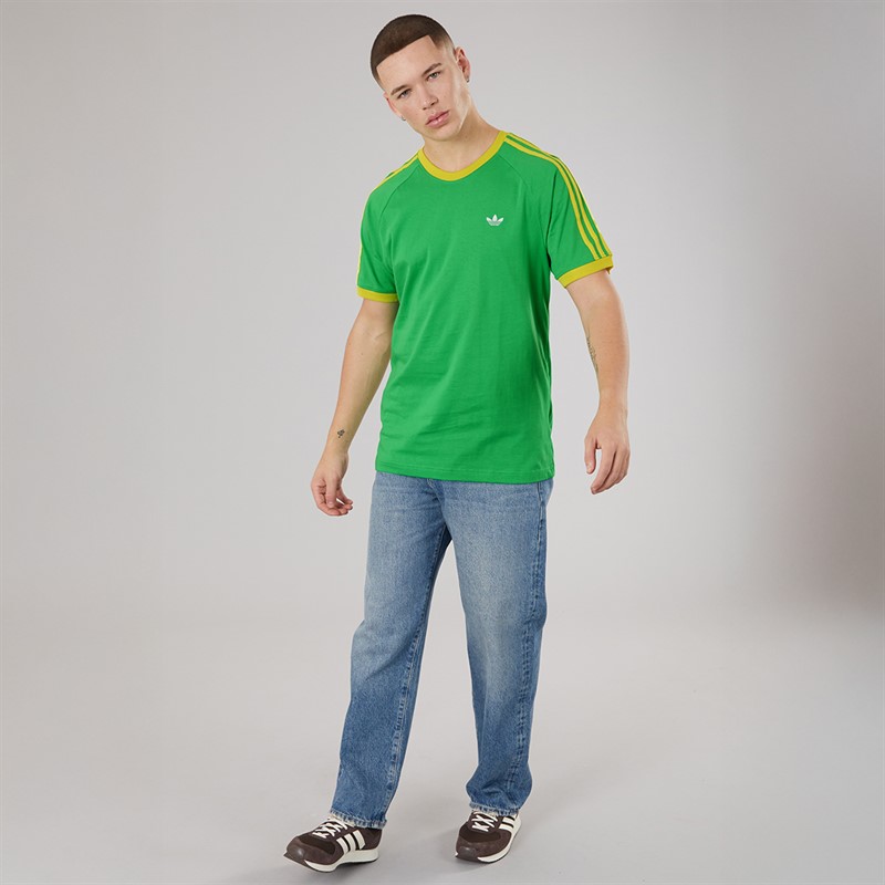 adidas Originals Mens Monogram Trefoil Back Graphic California T-Shirt Energy Green