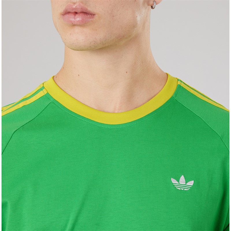 adidas Originals Mens Monogram Trefoil Back Graphic California T-Shirt Energy Green