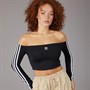 adidas Originals Womens Adicolour Off Shoulder Long Sleeve Top Black