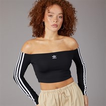 adidas Originals Womens Adicolour Off Shoulder Long Sleeve Top Black