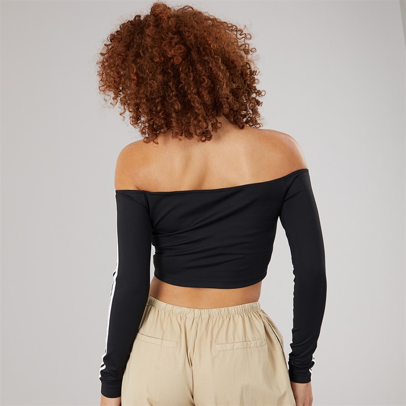 adidas Originals Womens Adicolour Off Shoulder Long Sleeve Top Black
