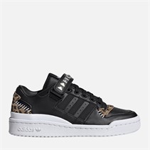 adidas Originals Junior Forum Low Leopard Print Strap Trainers Core Black/Core Black/Green