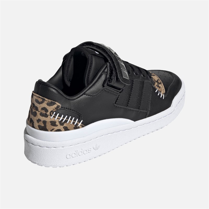 adidas Originals Junior Forum Low Leopard Print Strap Trainers Core Black/Core Black/Green
