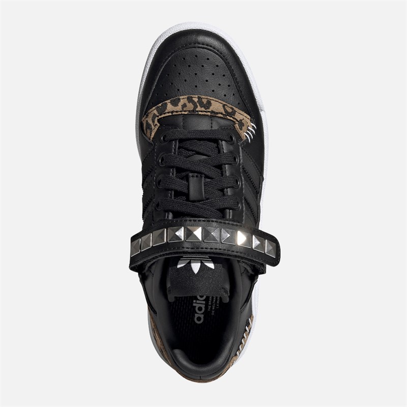 adidas Originals Junior Forum Low Leopard Print Strap Trainers Core Black/Core Black/Green