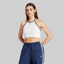 adidas Originals Top z wiązaniem na szyi z ręcznika dla niej kolor Cloud White