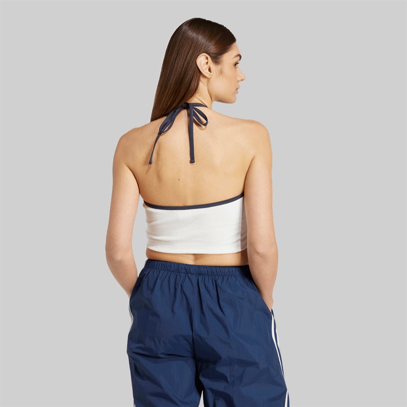 adidas Originals Top z wiązaniem na szyi z ręcznika dla niej kolor Cloud White