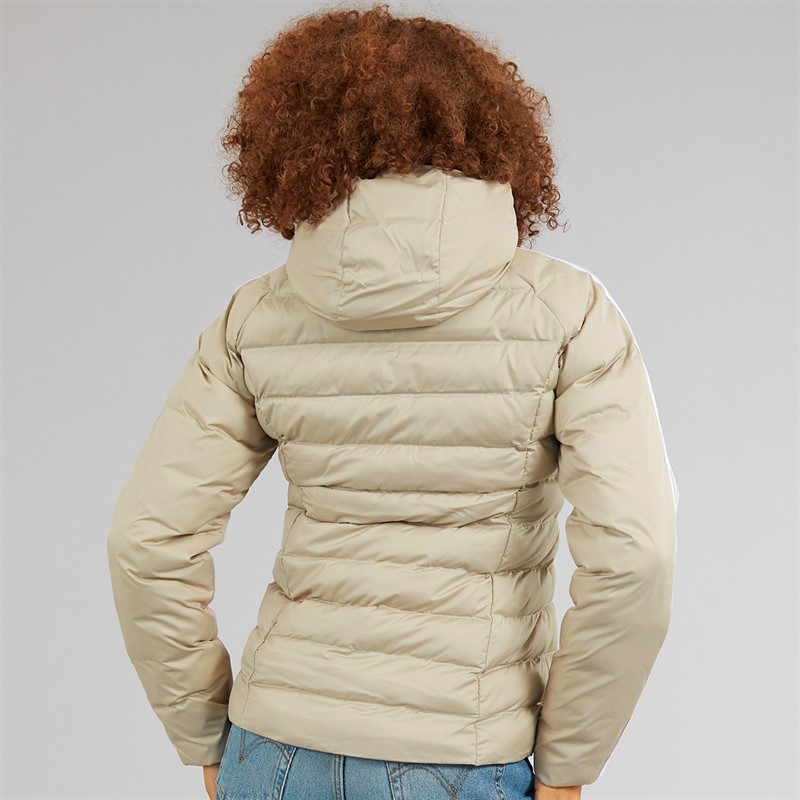 adidas Originals Veste à Capuche Matelassée Adicolor Femme Wonder Beige/Vert/Preloved Ruby