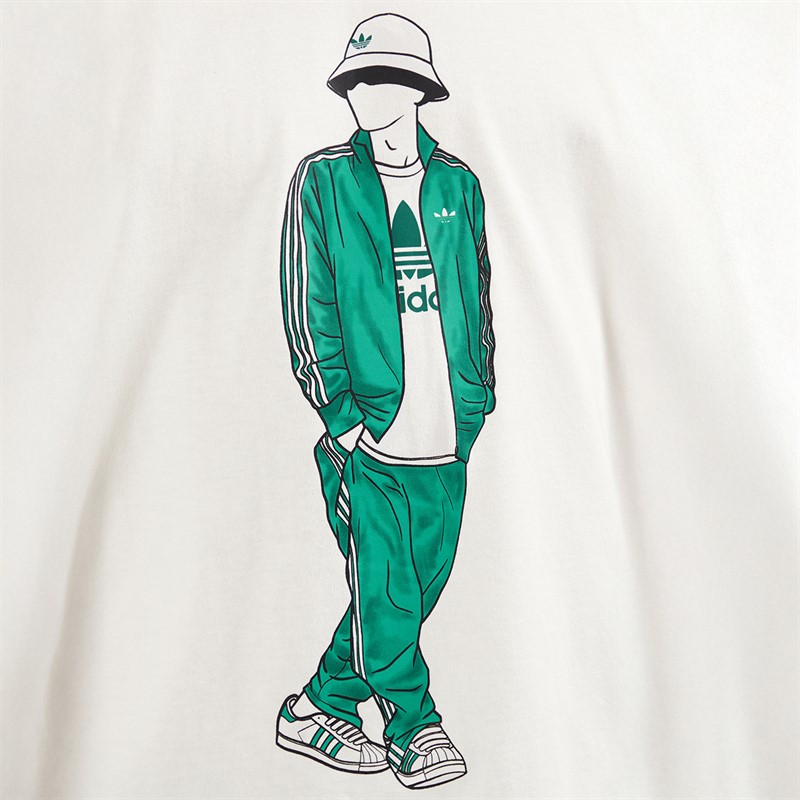 adidas Originals Herren GFX Trefoil Logo T Shirt Off White