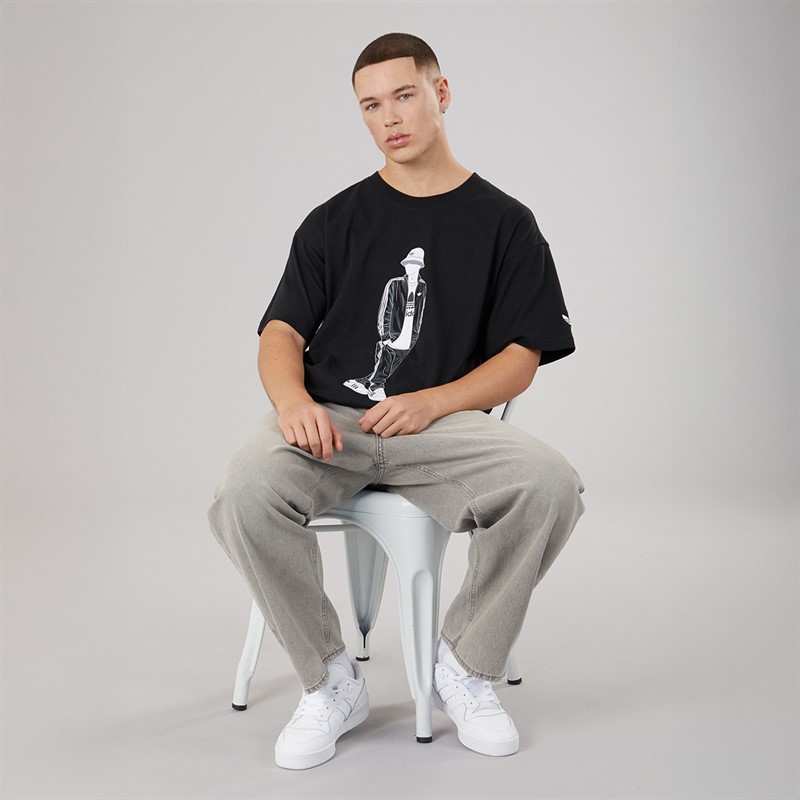 adidas Originals Herren GFX Trefoil Logo T Shirt Schwarz