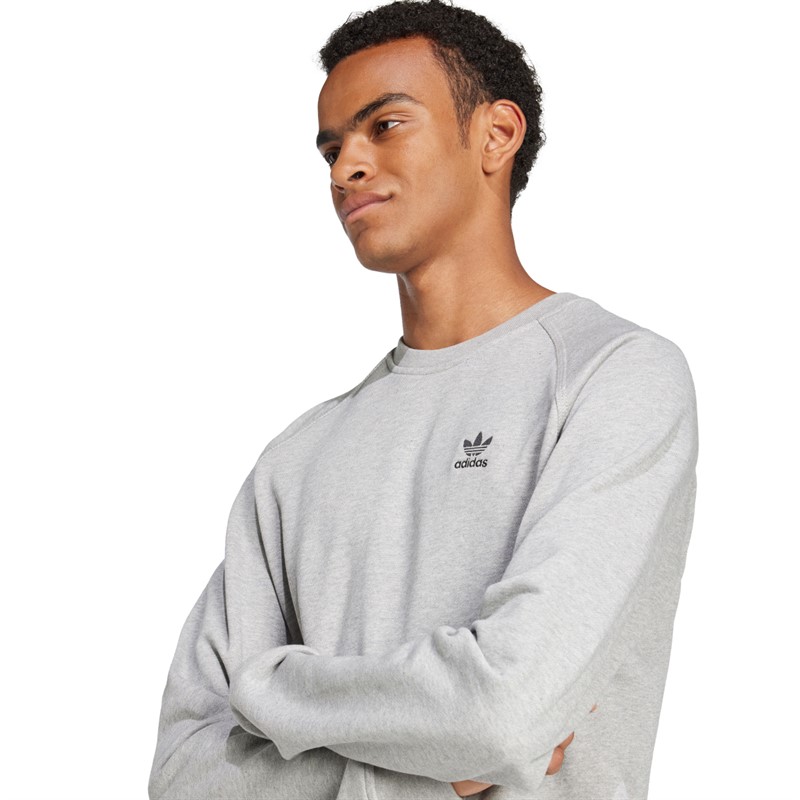 adidas Originals Herren Trefoil Essentials Französisch Frottee Sweatshirt Medium Grey Heather