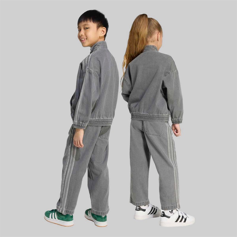 adidas Originals Kids Adicolor Denim 1/4 Zip Top And Joggers Set Grey