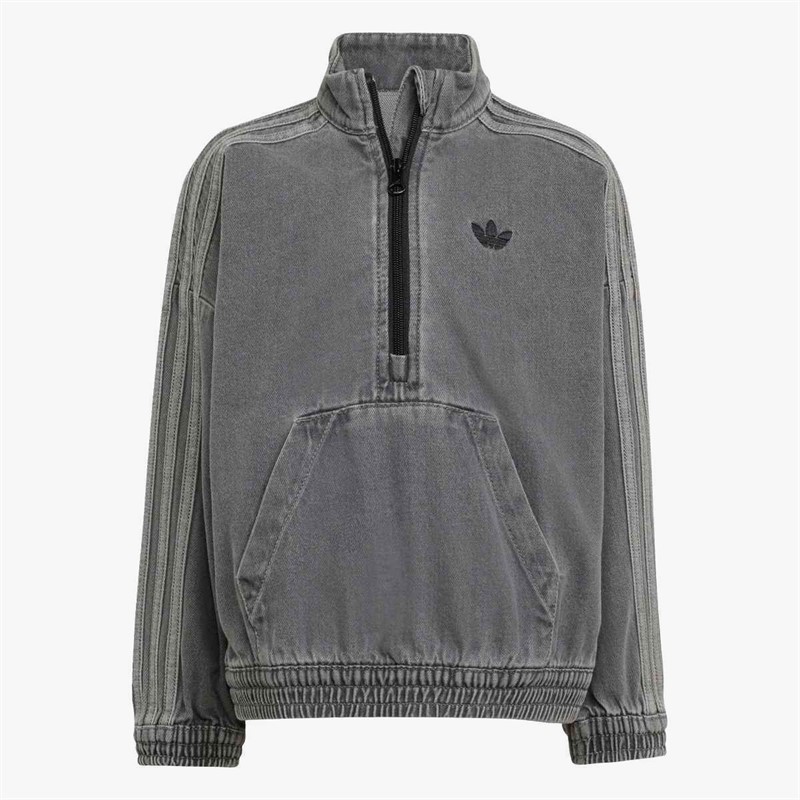 adidas Originals Kids Adicolor Denim 1/4 Zip Top And Joggers Set Grey