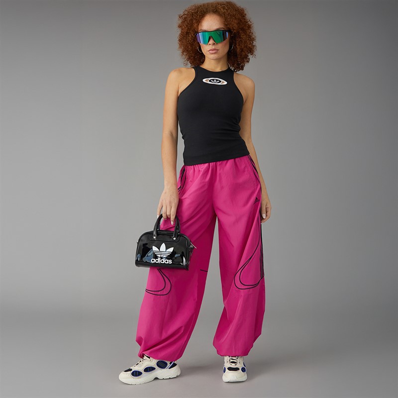 adidas Originals Womens Adicolour Teamgeist Oversized Woven Track Pants Semi Lucid Fuchsia/Black