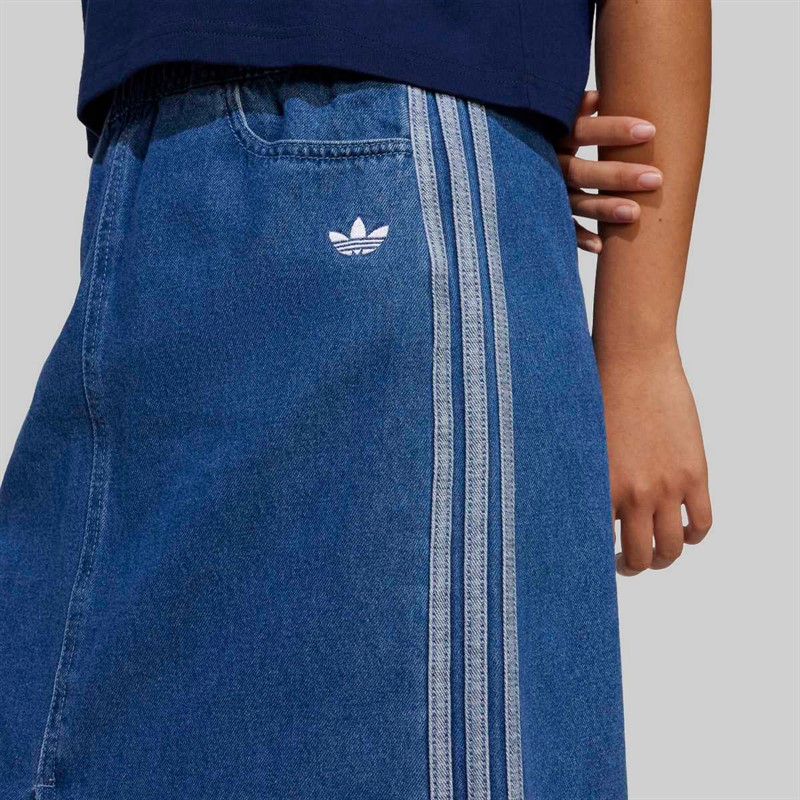 adidas Originals Junior Girls Adicolor Denim Skirt Medium Blue Denim