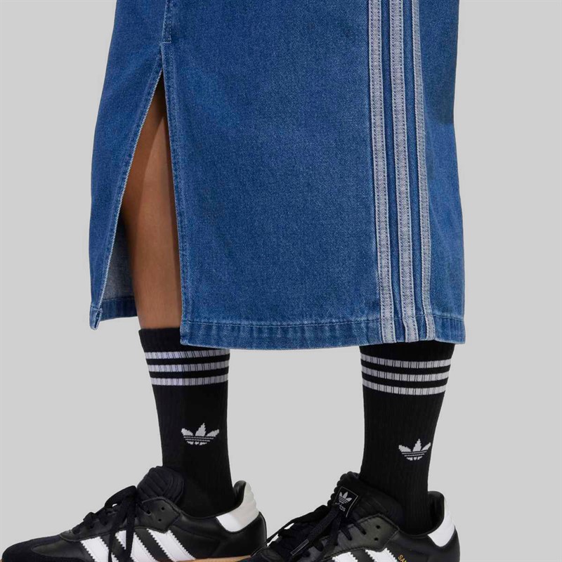adidas Originals Junior Girls Adicolor Denim Skirt Medium Blue Denim