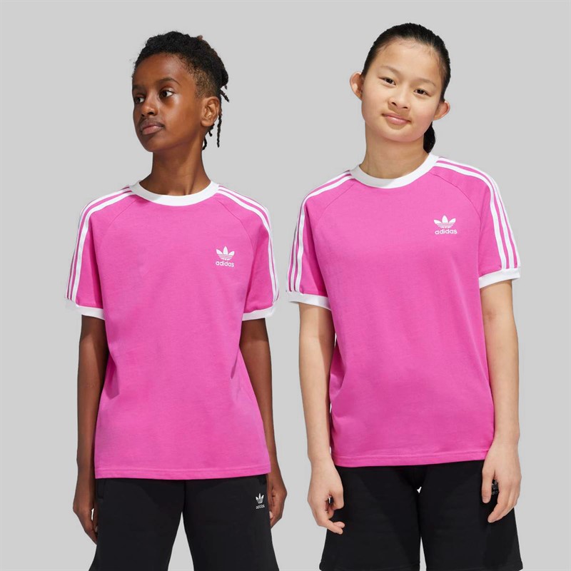 adidas Originals Junior Adicolor Trefoil Logo 3-Stripes T-Shirt Semi Lucid Fuchsia