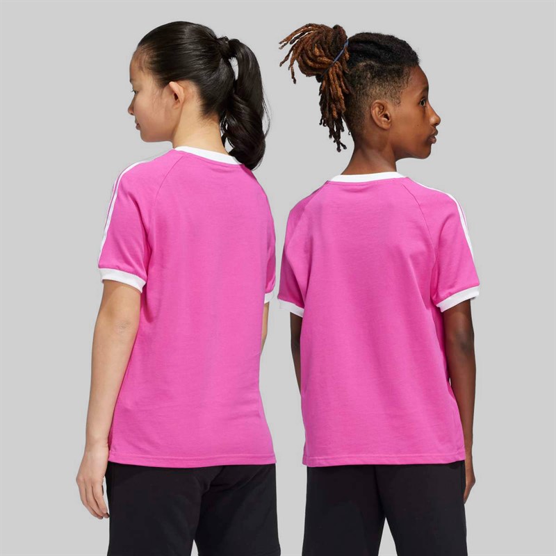 adidas Originals Junior Adicolor Trefoil Logo 3-Stripes T-Shirt Semi Lucid Fuchsia