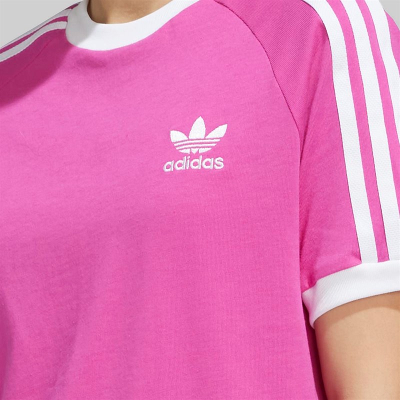 adidas Originals Junior Adicolor Trefoil Logo 3-Stripes T-Shirt Semi Lucid Fuchsia