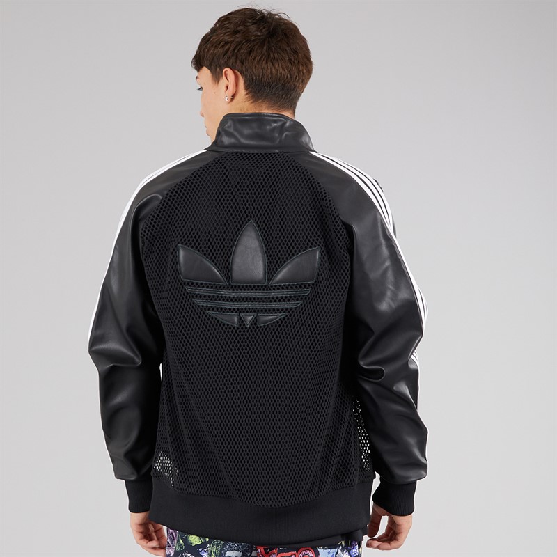 adidas Originals Mens adidas X Jeremy Scott Faux Leather Mesh Track Top Black
