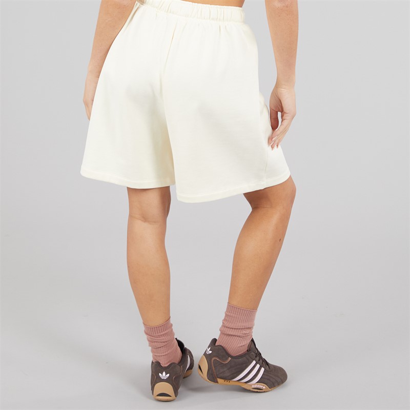adidas Originals Womens Essentials Linear Oversized Shorts Cream White
