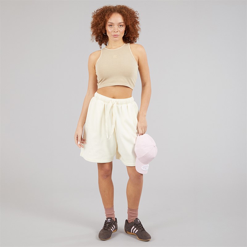 adidas Originals Womens Essentials Linear Oversized Shorts Cream White