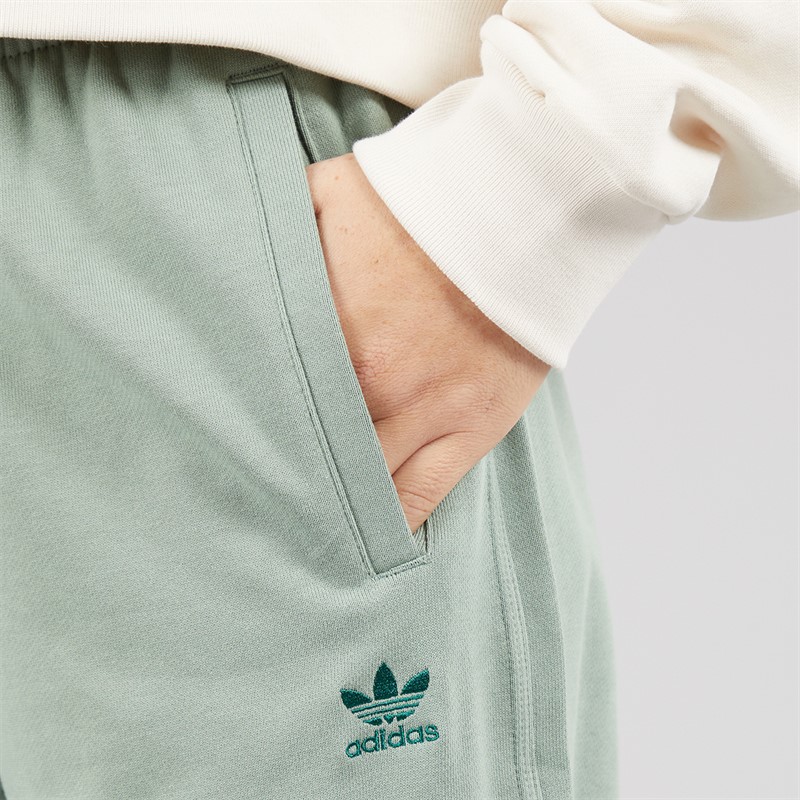 adidas Originals Womens Essentials Trefoil Frech Terry Joggers Silver Green