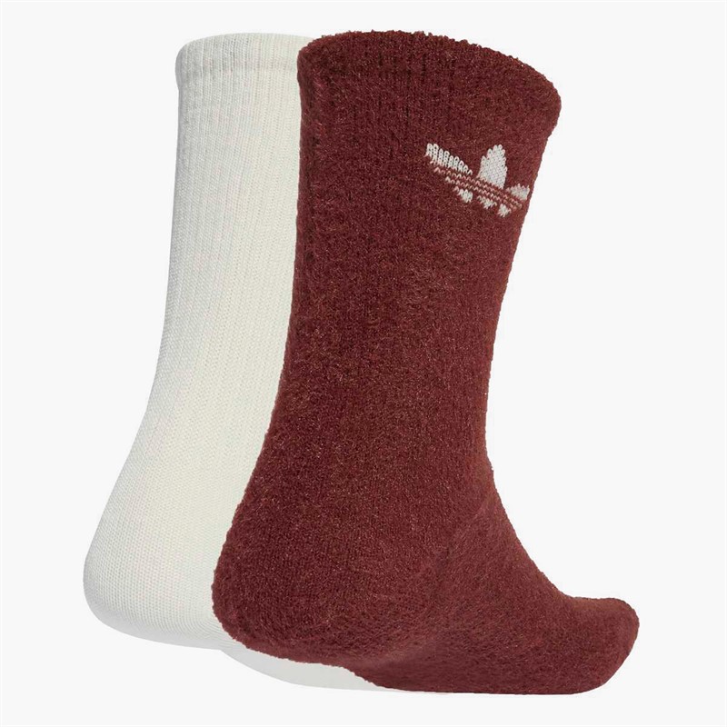 adidas Originals Mens Fluffy Two Pack Crew Socks Fox Brown/Off White