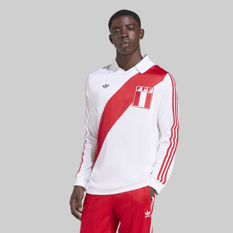 adidas Originals Mens FPF Peru 1978 Retro Home Long Sleeve Jersey White
