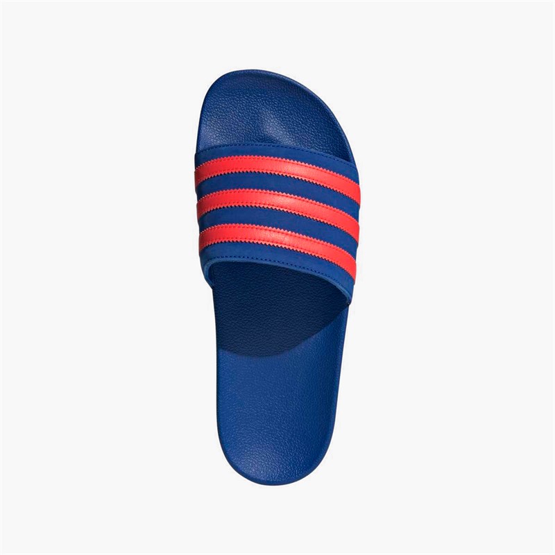 adidas Originals Mens Adilette Slides Power Blue/Solar Red/Power Blue