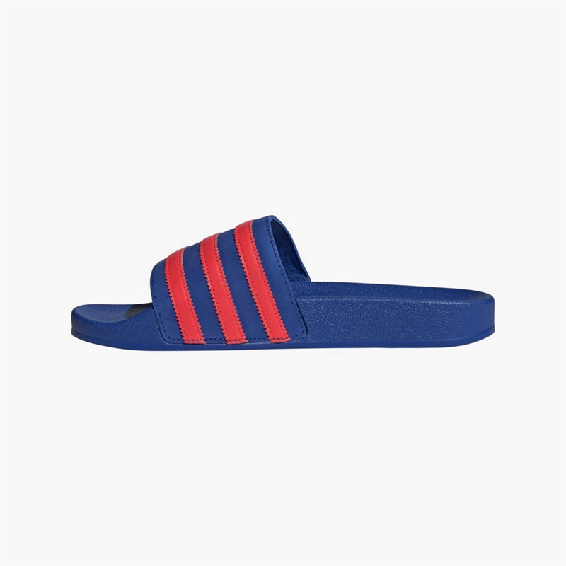 adidas Originals Mens Adilette Slides Power Blue/Solar Red/Power Blue
