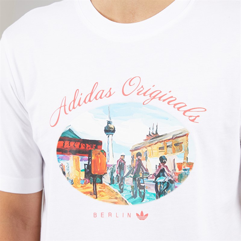 adidas Originals Mens Berlin Paint Graphic T-Shirt White