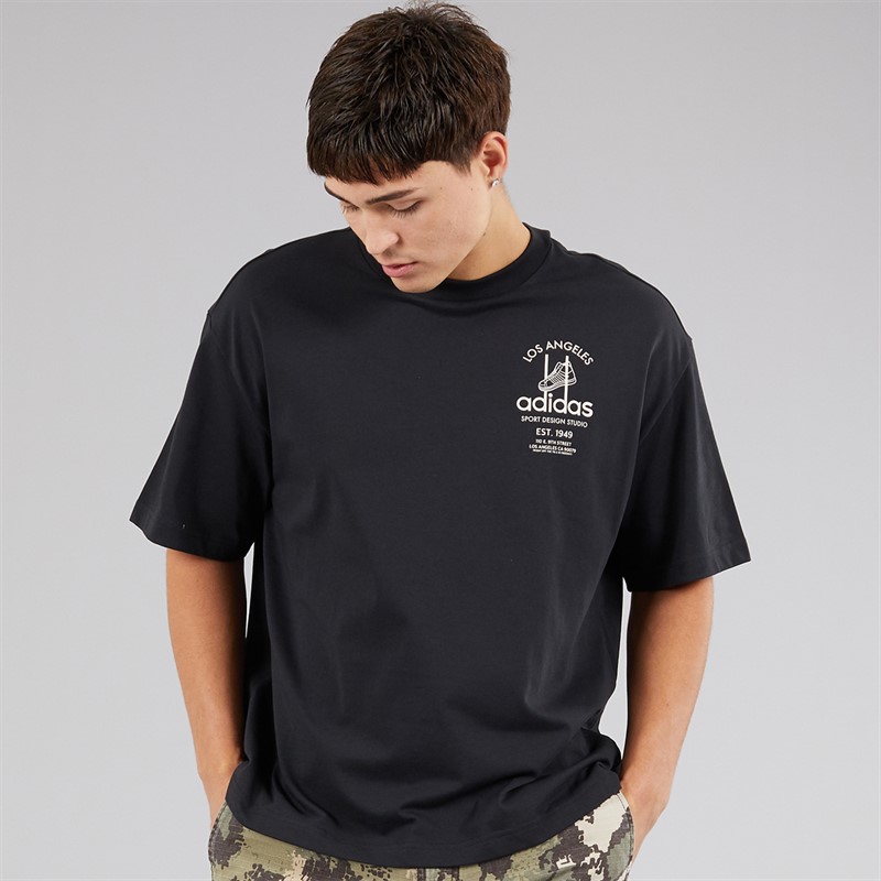 adidas Originals Mens Sports Design GFX Back Graphic T-Shirt Black