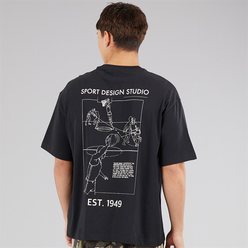 adidas Originals Mens Sports Design GFX Back Graphic T-Shirt Black