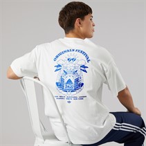 adidas Originals Mens Music Fest Back Graphic T-Shirt Cloud White