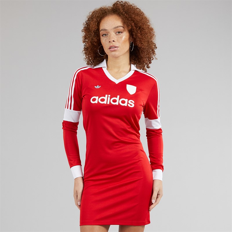 adidas Originals Womens Graphic Football Jersey Dress Better Scarlet