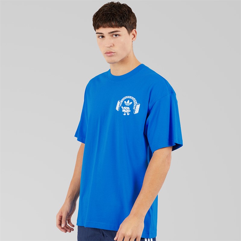adidas Originals Mens Music Fest Back Graphic T-Shirt Bright Royal