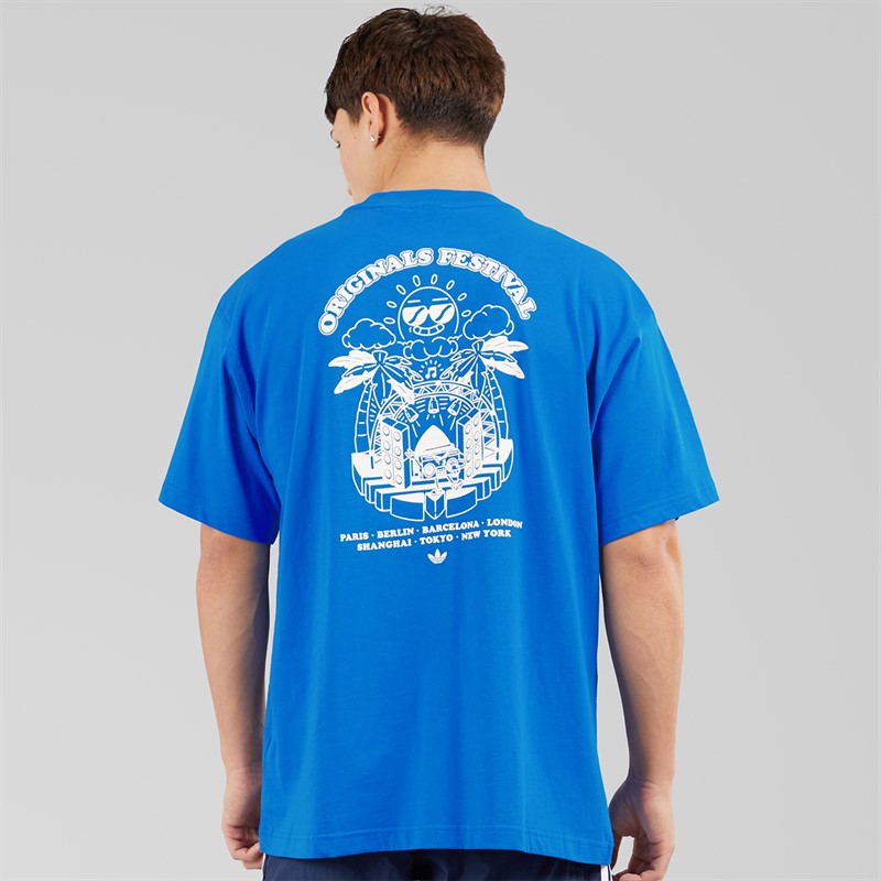 adidas Originals Mens Music Fest Back Graphic T-Shirt Bright Royal