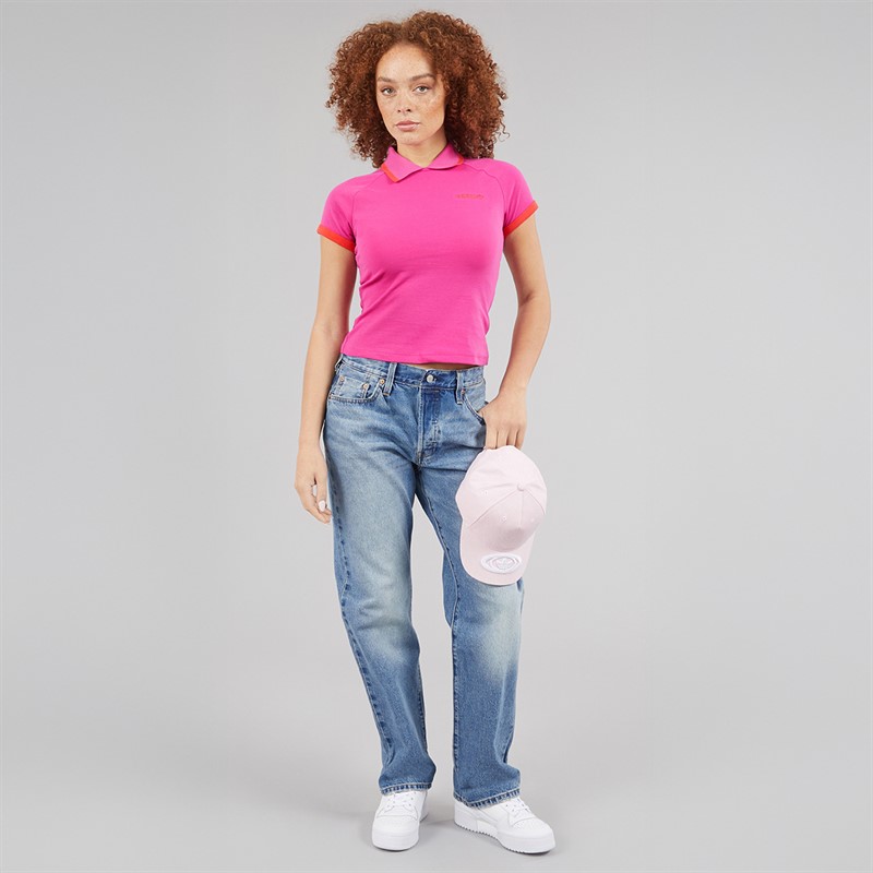 adidas Originals Womens Polo Shirt Semi Lucid Fuchsia