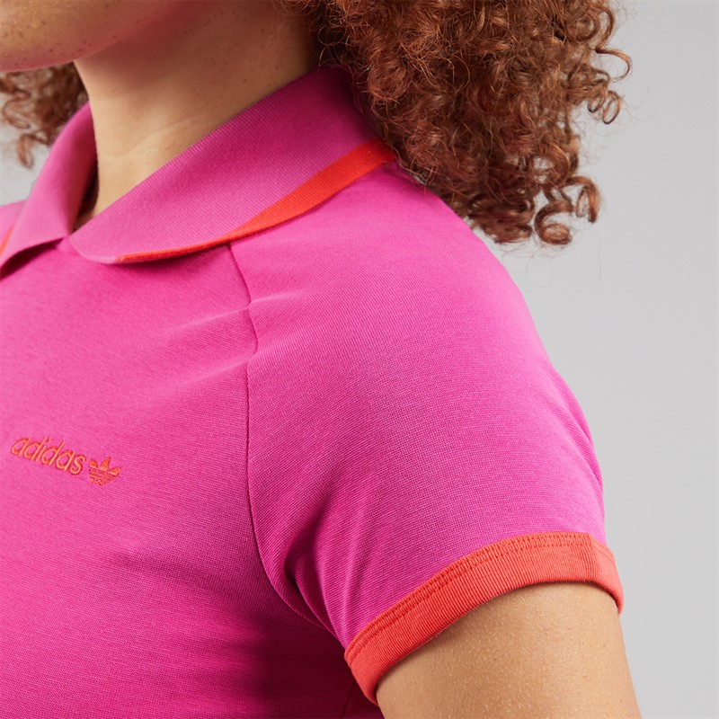adidas Originals Womens Polo Shirt Semi Lucid Fuchsia