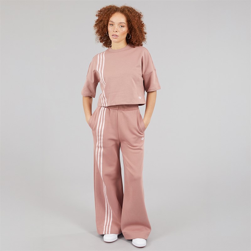 adidas Originals Womens Off Placed 3-Stripes T-Shirt Warm Clay