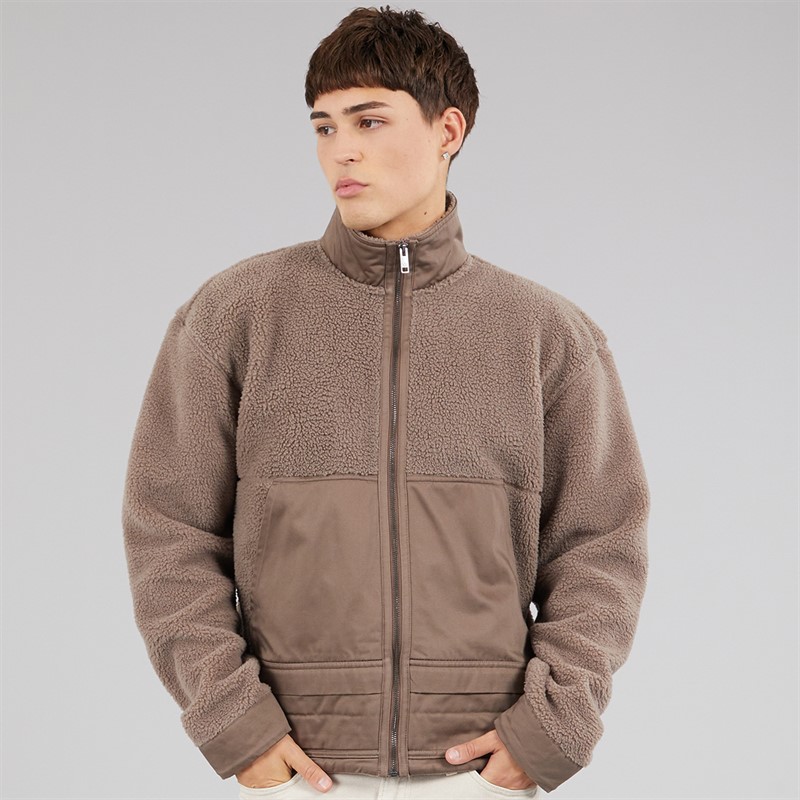adidas Originals Mens Premium Essentials Polar Full Zip Fleece Earth Strata