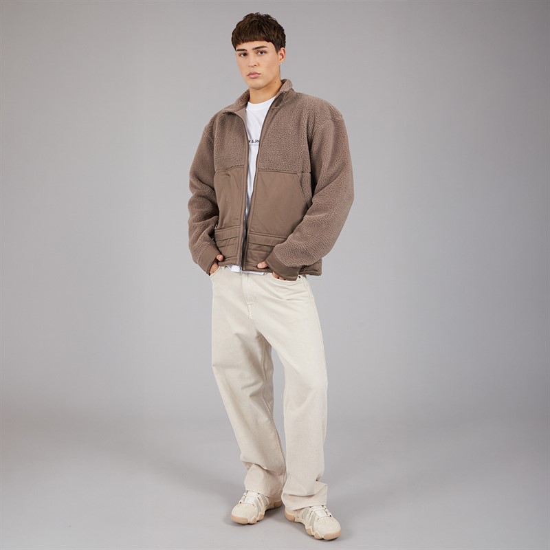 adidas Originals Mens Premium Essentials Polar Full Zip Fleece Earth Strata