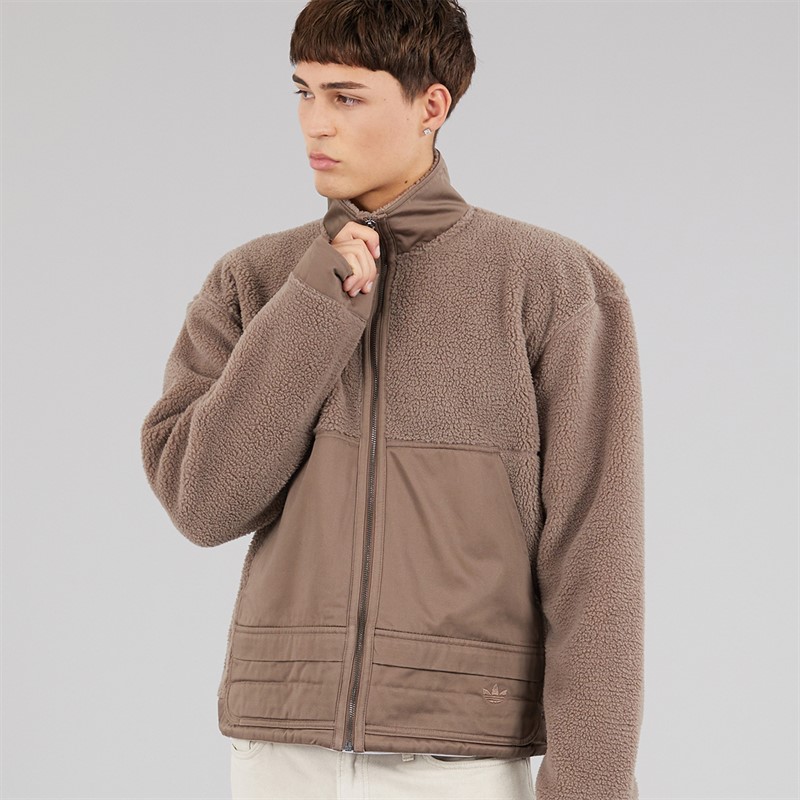 adidas Originals Mens Premium Essentials Polar Full Zip Fleece Earth Strata