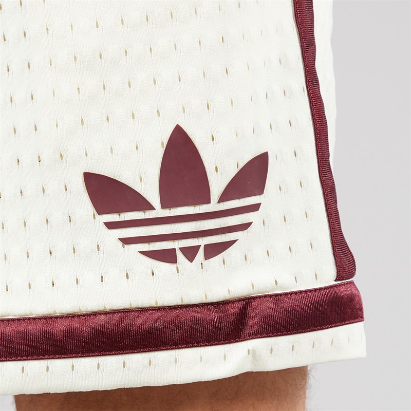 adidas Originals Mens Logo Basketball Shorts Ivory/Shadow Red