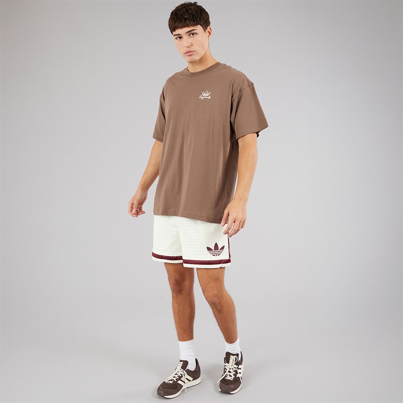 adidas Originals Mens Logo Basketball Shorts Ivory/Shadow Red