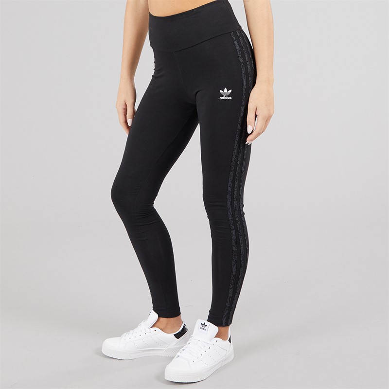 adidas Originals Womens Snakeskin 3-Stripes Leggings Black