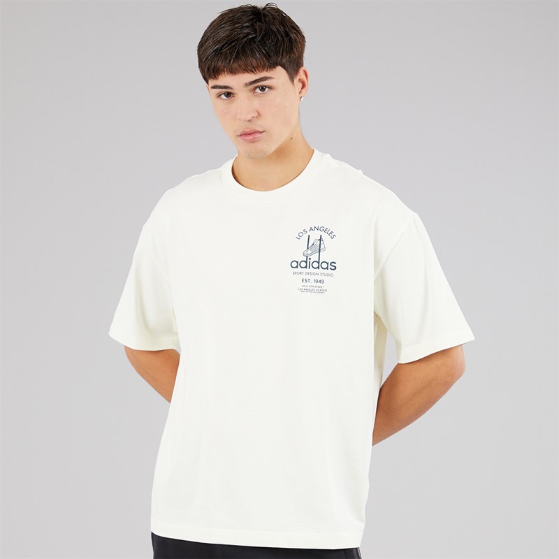 adidas Originals Mens Sports Design GFX Back Graphic T-Shirt Ivory