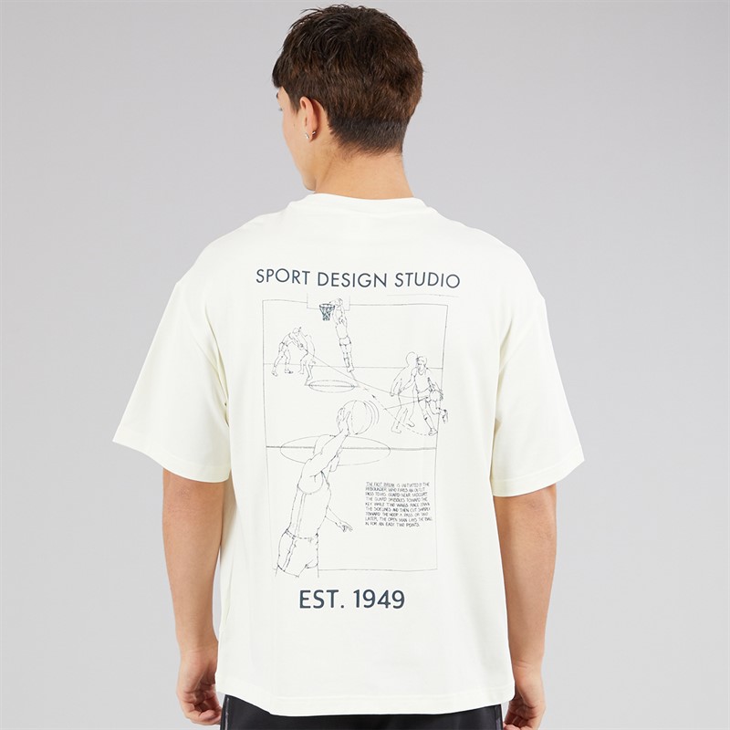 adidas Originals Mens Sports Design GFX Back Graphic T-Shirt Ivory