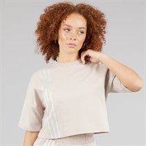 adidas Originals Womens Off Placed 3-Stripes T-Shirt Wonder Taupe